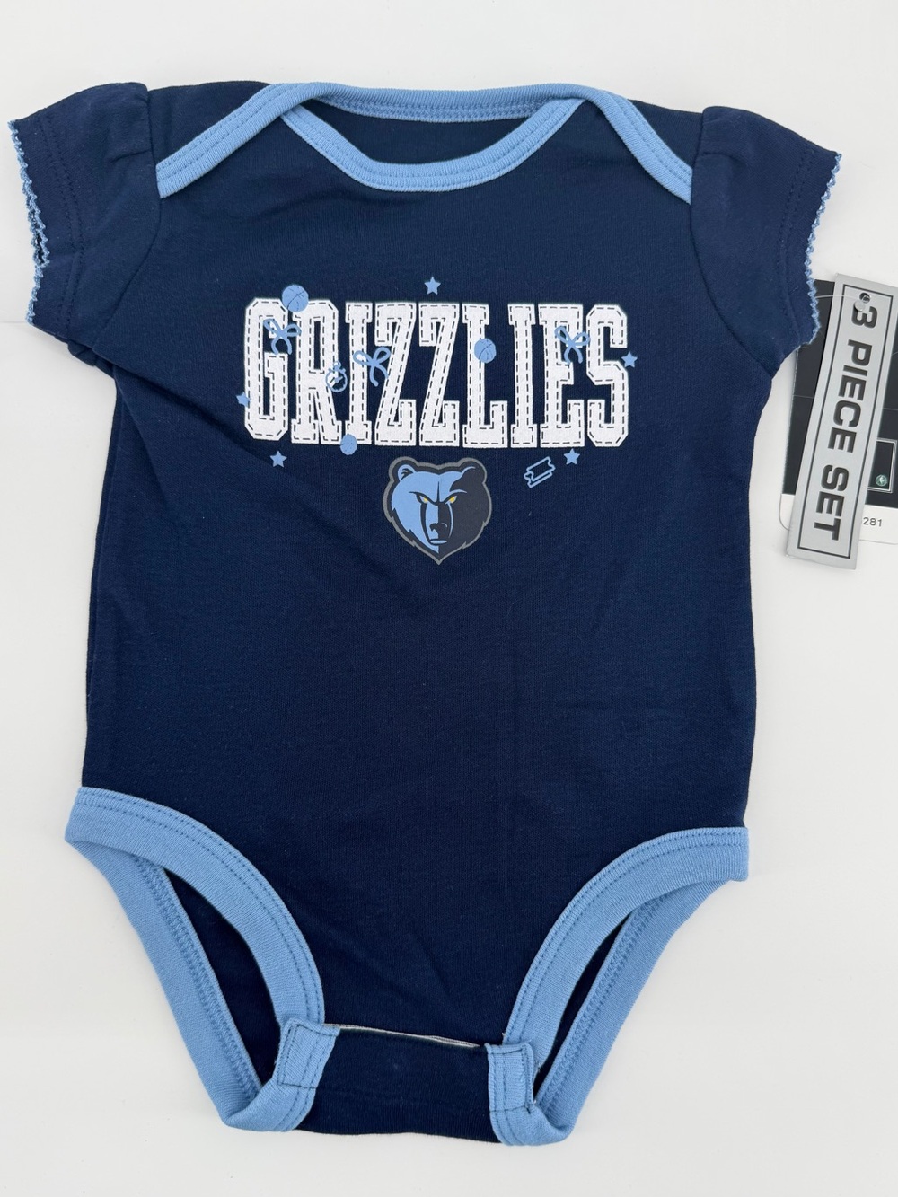 Memphis Grizzlies Infant 3-Piece Set - Light Blue/Navy 3/6m